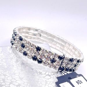 Vieste - Crystal Collection Triple Row Simulated Crystal Stretch Bracelet